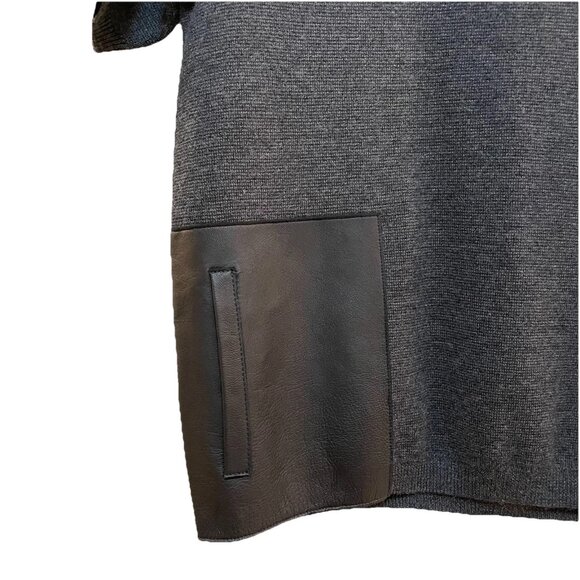 J. Crew Gray Merino Wool Leather Pockets Short Sleeve Boxy Fit Sweater Sz S NWOT - Picture 4 of 7